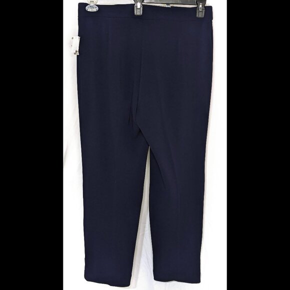 NWT KASPER Size 1X Navy Blue Stretch Pull-On Career Pants, Inseam 30 - Picture 2 of 2